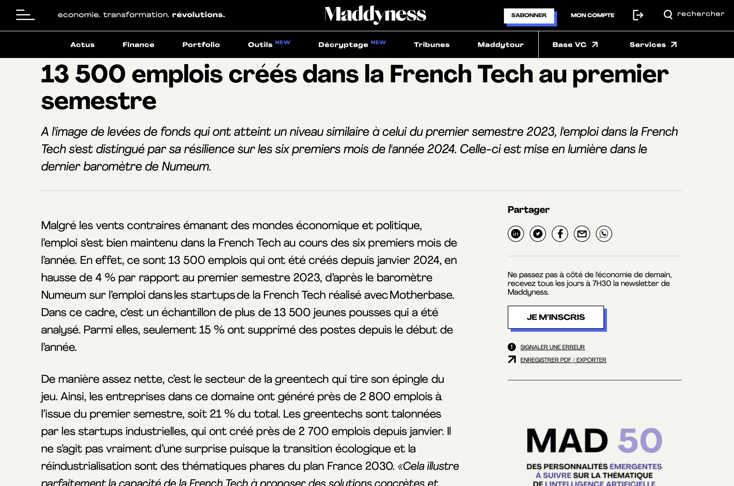 Le baromètre de l'emploi startups dans Maddyness